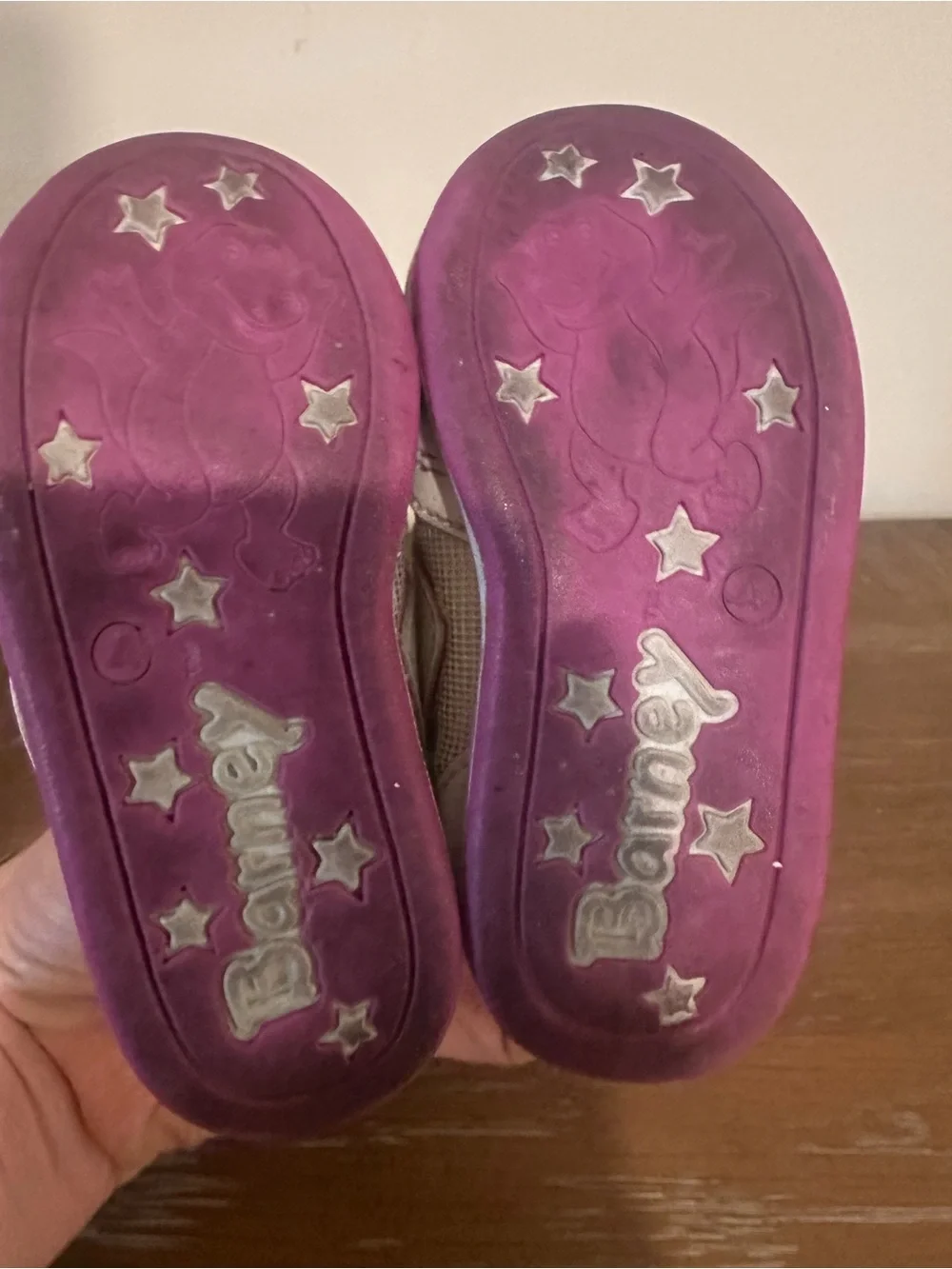 Vintage 1990s Barney & Friends Toddler Sneakers Size 4 Purple Teal Velcro